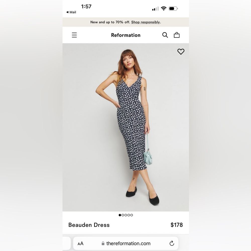 Reformation Bearden Dress Navy Size XL NWT
